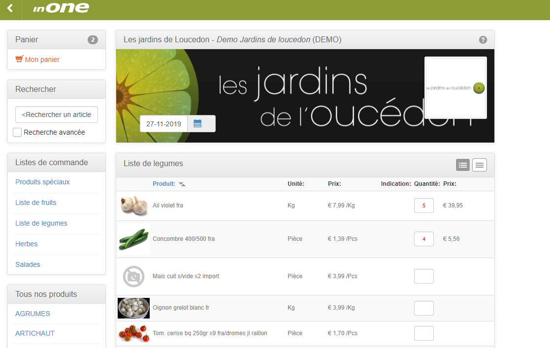 Commander en ligne professionnel alimentaire