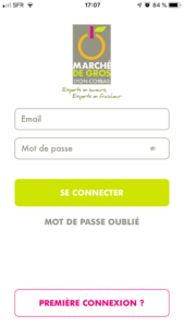 Application mobile login page MGLC
