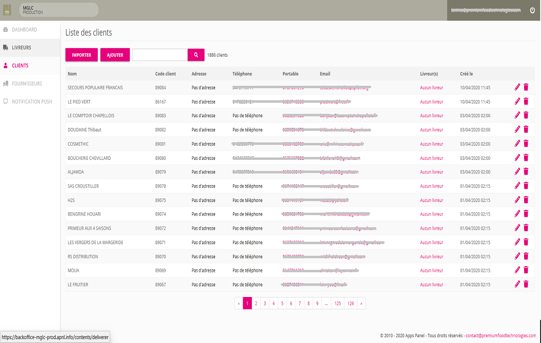 Tableau de bord gestion information alimentaire professionnel
